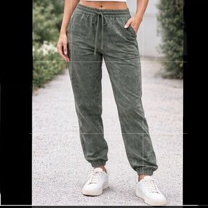 Buffalo David Bitton Green Silky Drawstring Flap Pocket  Safari Jogger Pant XS